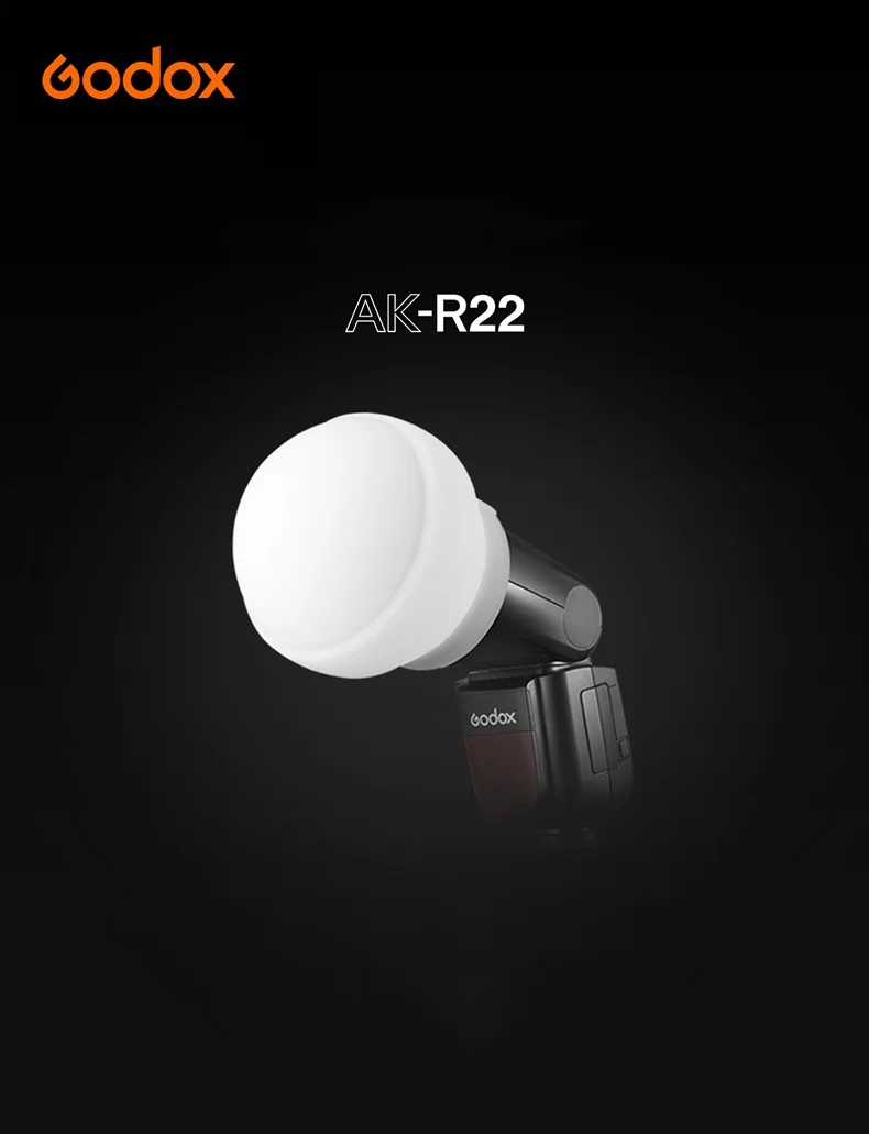 Hot Godox AK-R22 Silicone Diffuser Softbox for Flash Portable Camera Reflector Small Soft Light Ball Photography Lighting Kit