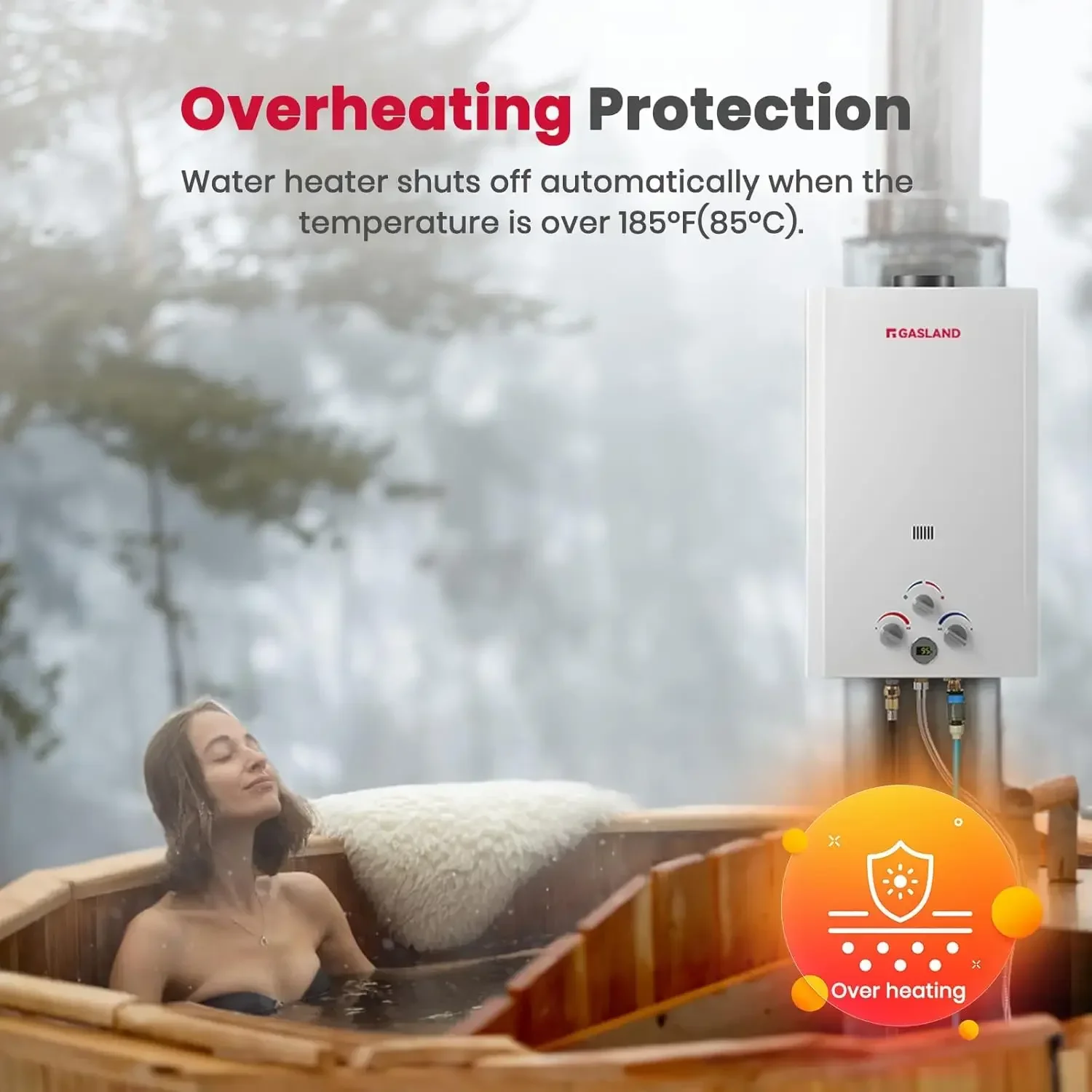 Chauffe-eau sans réservoir au propane, 16L, 4,22 GPM, pour le camping en plein air, à la demande, hors réseau électrique