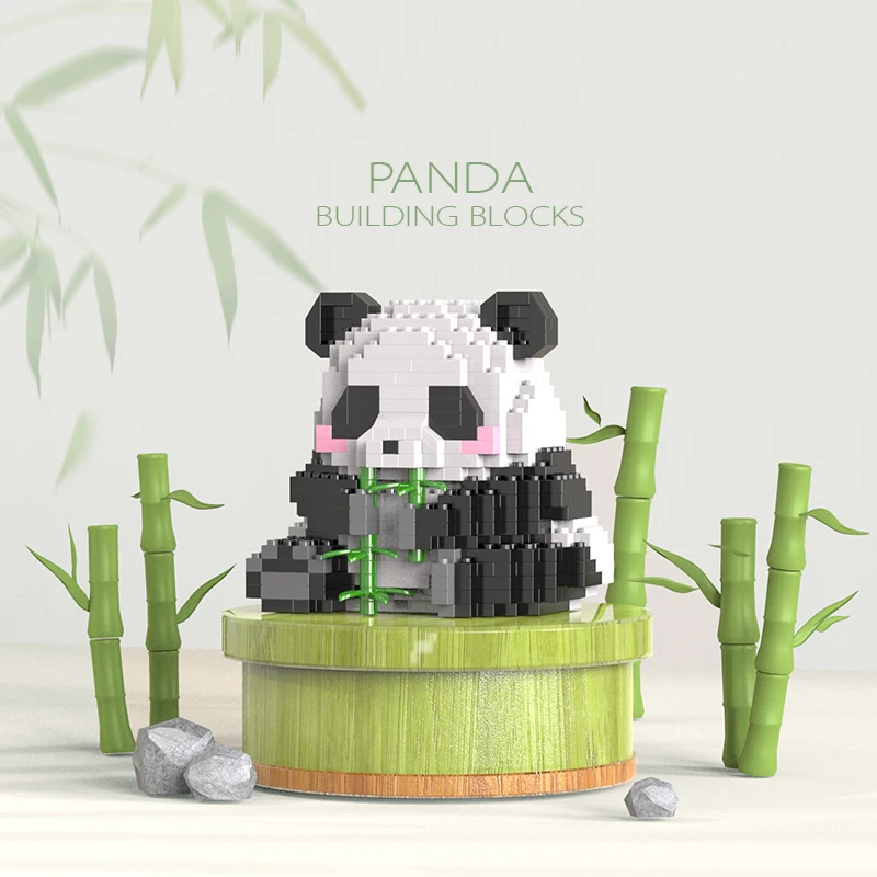 Mini National Tide Cute Panda Micro Assemable Building Blocks Hobbies Diy Animals Bricks Model Toys For Children Birthday Gift