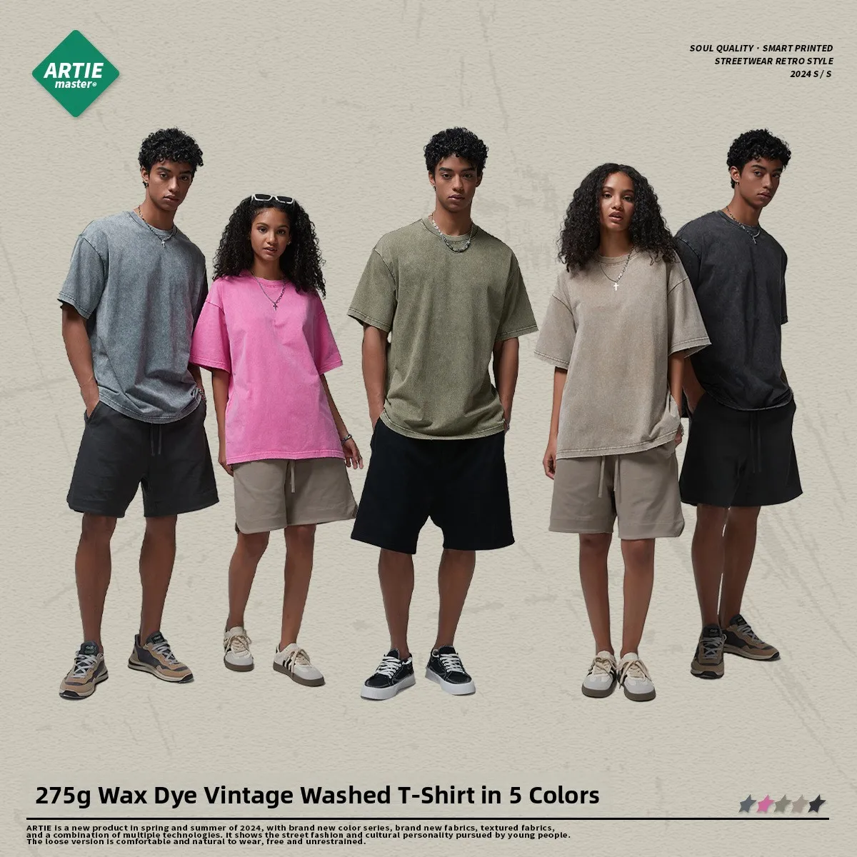 

Мужская винтажная футболка Artie Master с восковой краской ort Sve Distred Hem Bug Hole, летняя повседневная хлопковая дышащая футболка