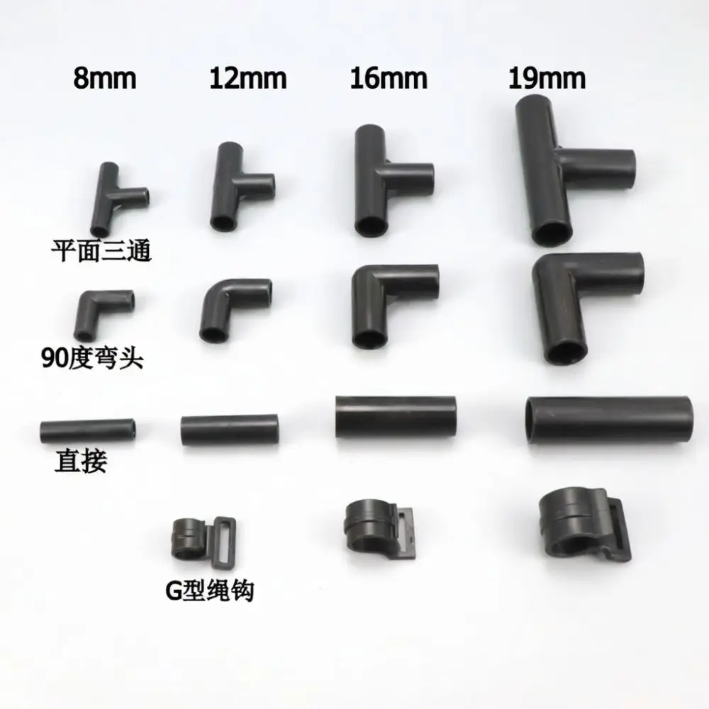 Versatile DIY Pipe Fitting Connectors For Modular Shelving Frame Structures ABS Elbow Tee Cross Pipe Joint Hardware