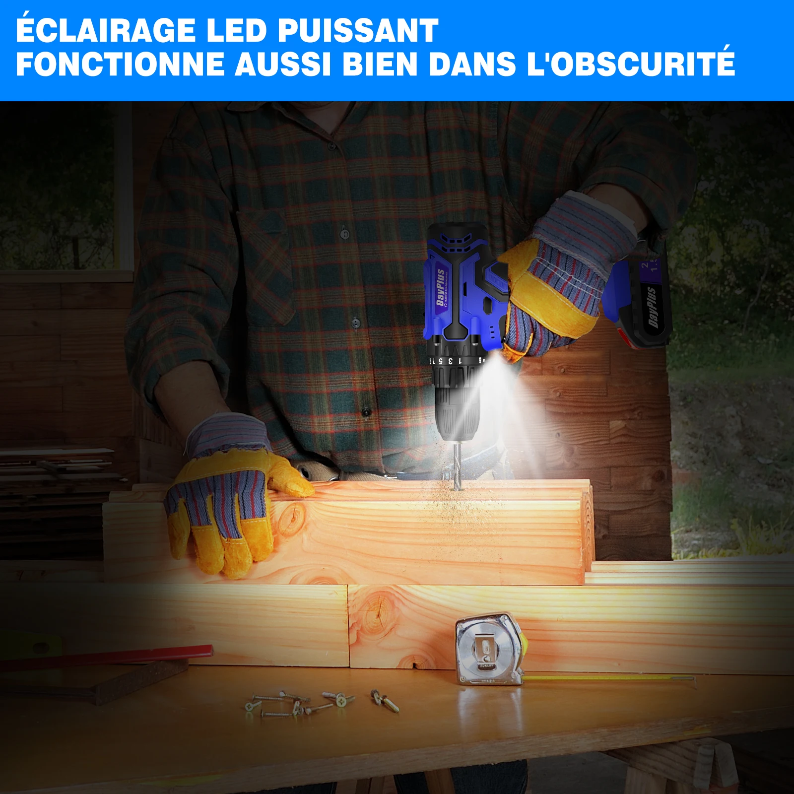 مجموعة مفكات مثقاب لاسلكية 26 في 1، طقم مفك براغي كهربائي عزم دوران 25 + 1 لجدران الحفر DIY وإضاءة LED