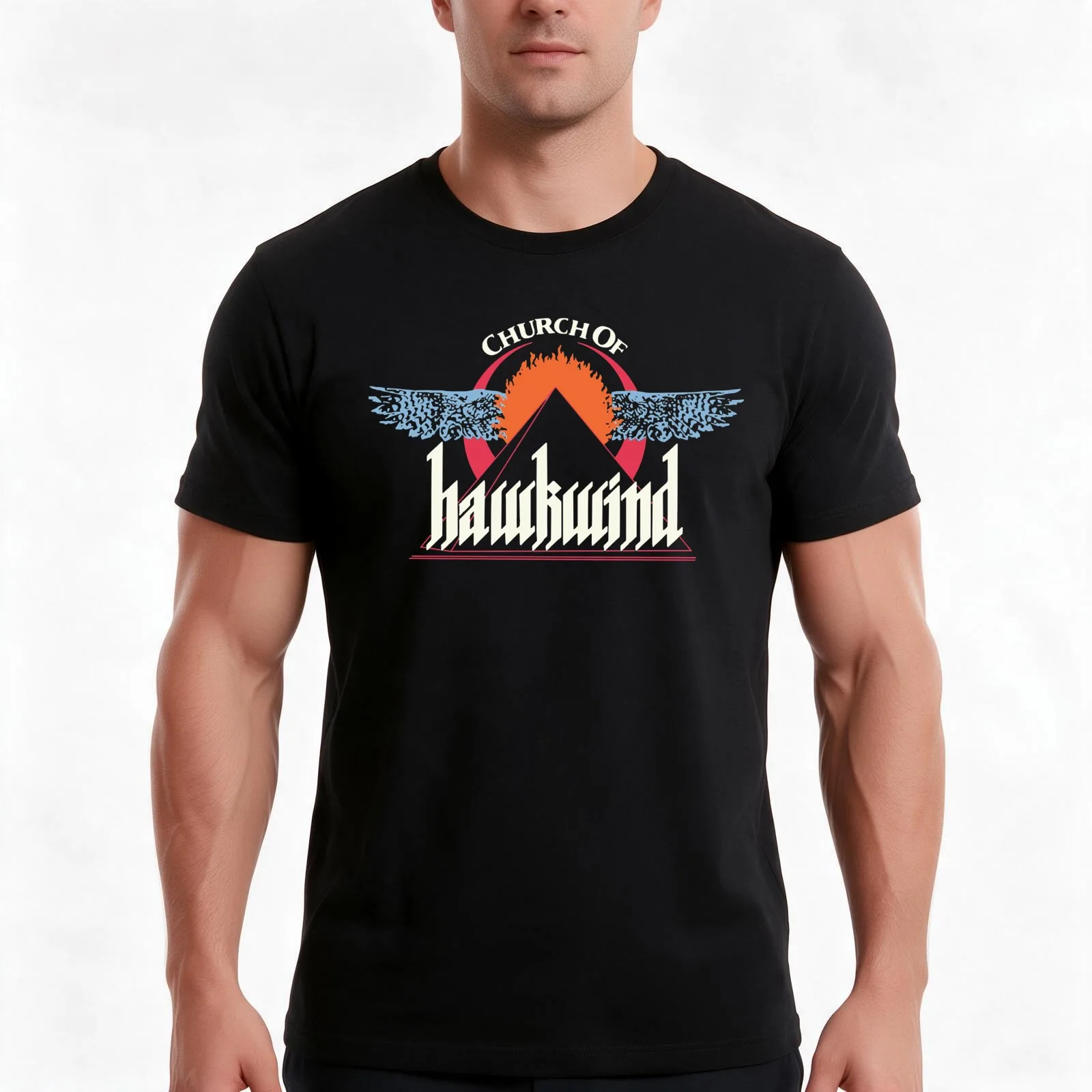 Hawkwind Tri-blend T-Shirt, Summer Casual Cotton Tee, Oversized Streetwear Tops, Vintage Graphic Print, Loose Fit Short Sleeve