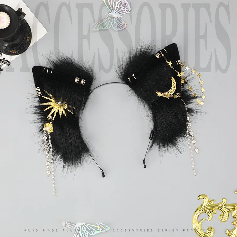 Halloween Gothic Punk Lolita Teufelshorn Wolf Ohren Dämon Handgefertigte Anime Party Kostüm Haarband Cosplay Katze Haarschmuck