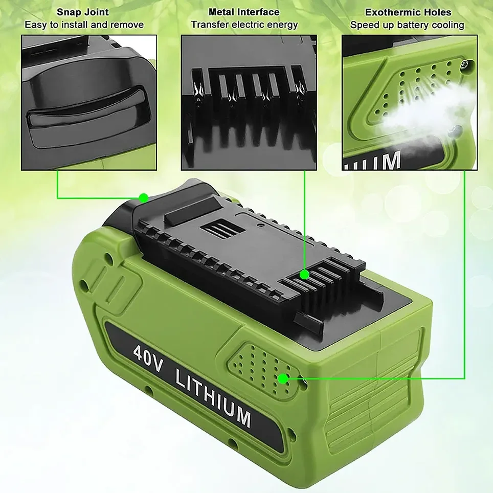 Imagem -06 - Ferramentas Elétricas da Bateria da Substituição Greenworks Bateria Cortador de Grama ah 5.0ah 5.0ah 40v 29462 29472 29282 G-max