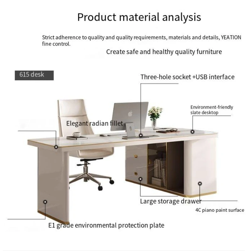 L Shape Luxury Executive Desk Asthetic Drawers Drawers Bureaux Computer Desk Work Luxury Mesa De Escritorio Office Furniture - Image 6