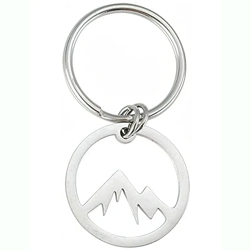 Metal Keychain Key Rings Hollow Mountain Climbing Enthusiasts Mount Fuji-Snow Mountain Key Chain Ring Pendant Jewelry