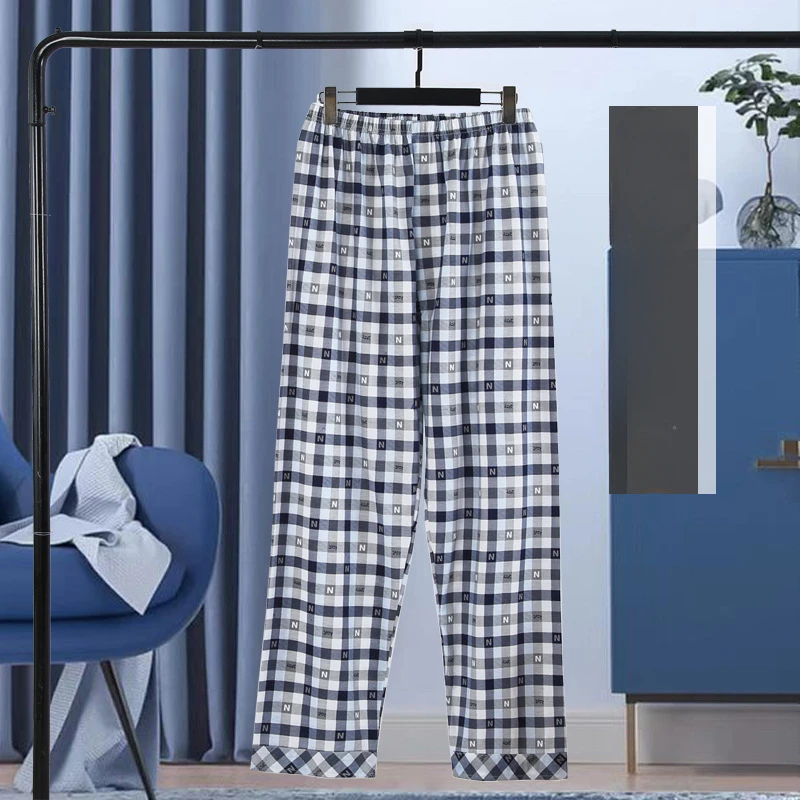 

Autumn New Men's Pajama Pants Men's Plaid Mid-waist Straight Pants Loose Home Pants Men's Home Comfort Breathable Pajama Pants