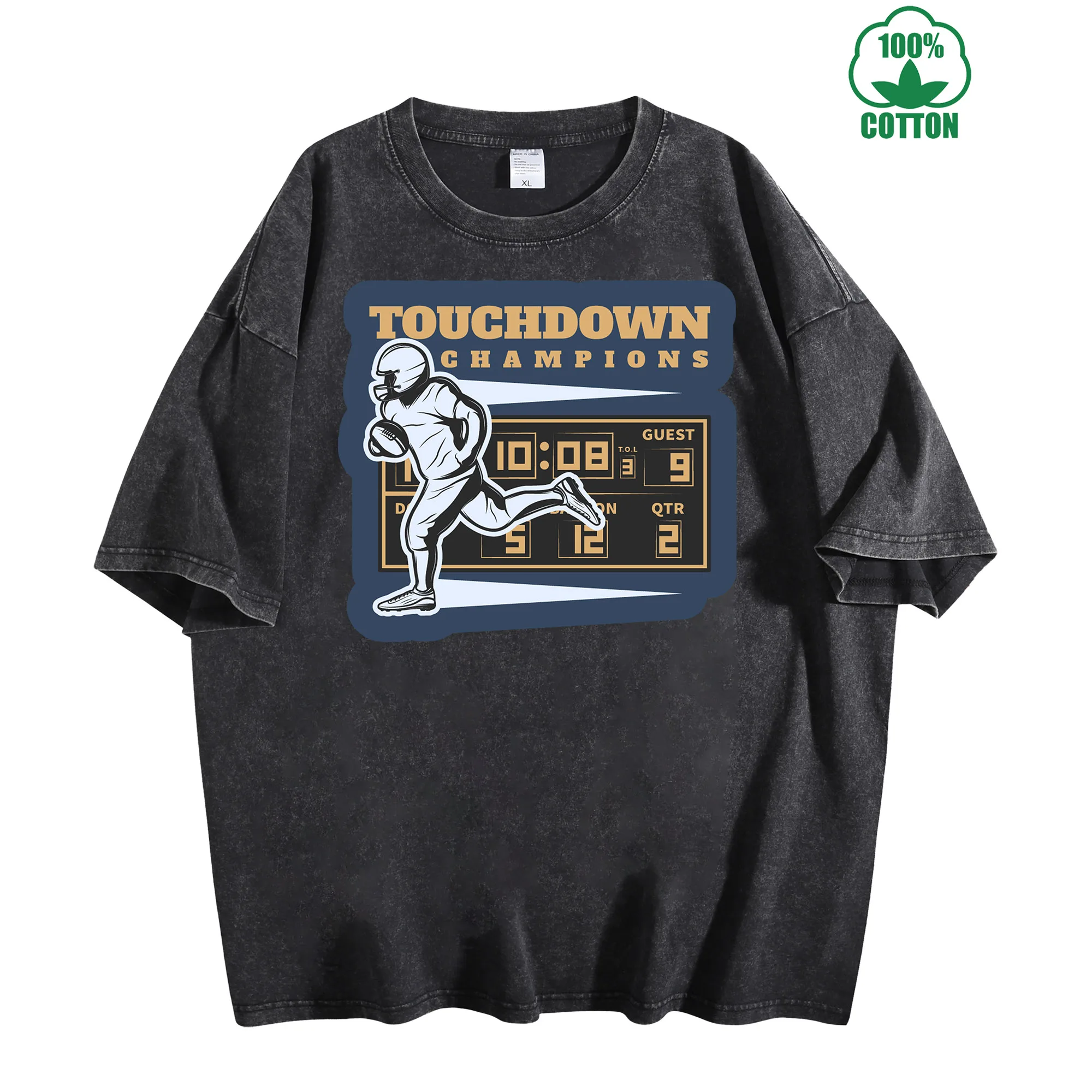 

Play to Win Champion League Vintage Washed T-Shirt 230g 100% Cotton Comfortable Oversized Streetwear Unisex