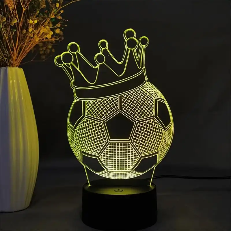 1pc  Football  3D Night Light, 3D Optical Illusion Lamp With Touch, 7-Color Changing Ambient Light For Bedroom