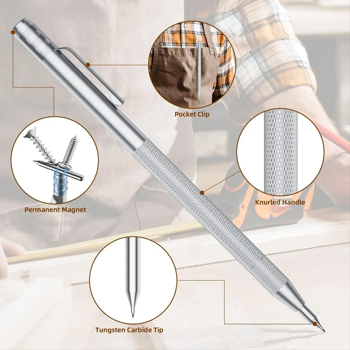 AT16 2 Pack Scriber, Metal Scribe Tool Handle & Magnet, Engraving Pen for Glass/Ceramics/Metal Sheet