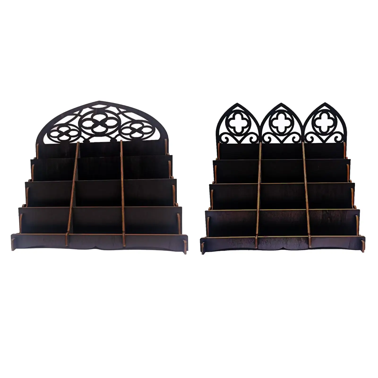 Wooden Card Display Stand Postcard Rack Unique Ladder Design Tiered Sturdy Base Card Display Rack Organizer for Photos Office