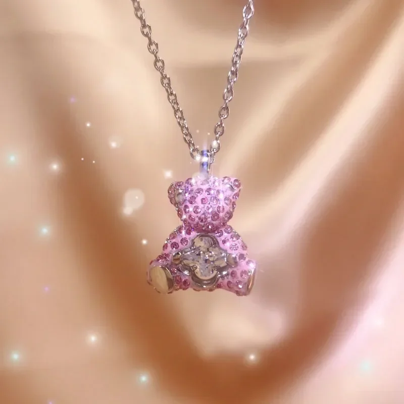 NONE Original 2025, trendiges edles Schmuckset für Damen, Charms, kleiner Bär, Halskette, Ohrring, Armband, Party-Accessoires, romantische Geschenke 6