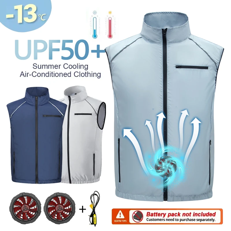 Summer Fan Clothes Air Conditioning Suits Cooling Jackets for Men and Women, Charging Vests for Cooling, Outdoor Sun Protection