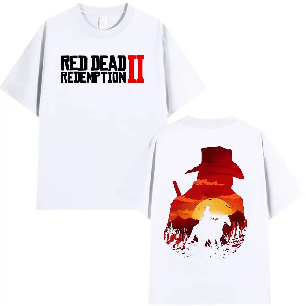 Red Dead Redemption 2 Arthur Morgan game player graphic short-sleeved T-shirt men's gothic style pure all-season couple top