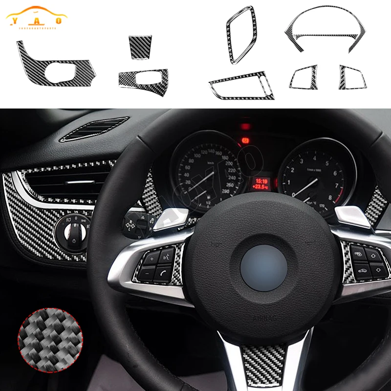 

For BMW Z4 E89 Decorative Carbon Fiber Car Left Steering Wheel Set Cover Panel Frame Trim Sticker Decal Interior Accessories