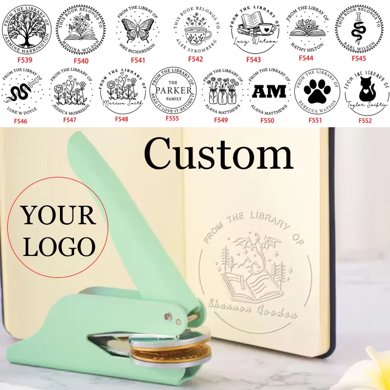 Sellos en relieve con logotipo personalizado: relieve de libros personalizado para bodas, bibliotecas y tarjetas de visita, papelería de bodas, Elega
