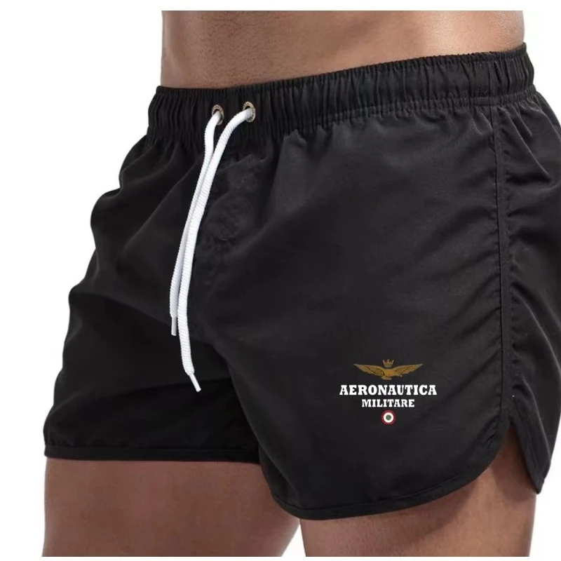 Modische, schnell trocknende, bedruckte Badeshorts für Herren, Strandanzug mit atmungsaktivem Kordelzug und Tasche