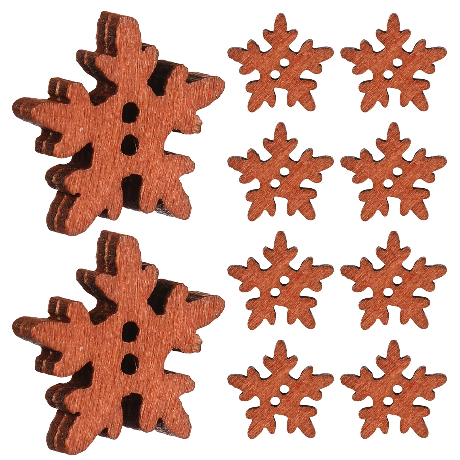 100 قطعة أزرار خشبية ندفة الثلج تصميم صغير متين لعيد الميلاد مثالي للحرف اليدوية ذاتية الصنع زينة ندفة الثلج #4