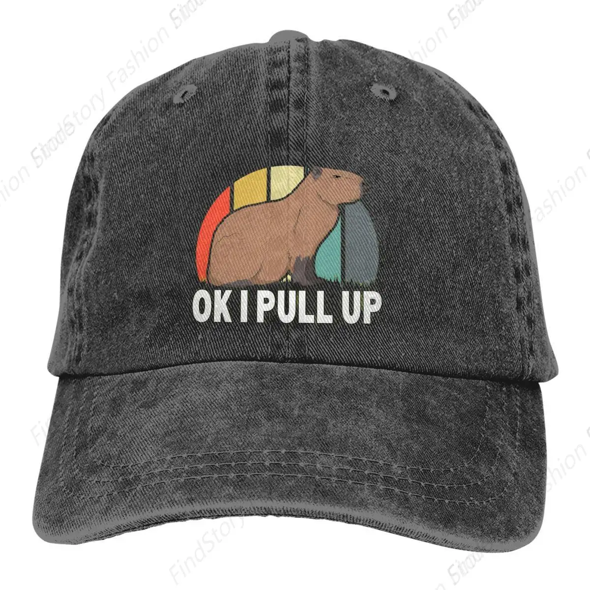 Ok I Pull Up Capybara Baseball Cap Unisex Vintage Trucker Denim Hat Adjustable Cowboy for Men Women Casual Hip-hop Sports