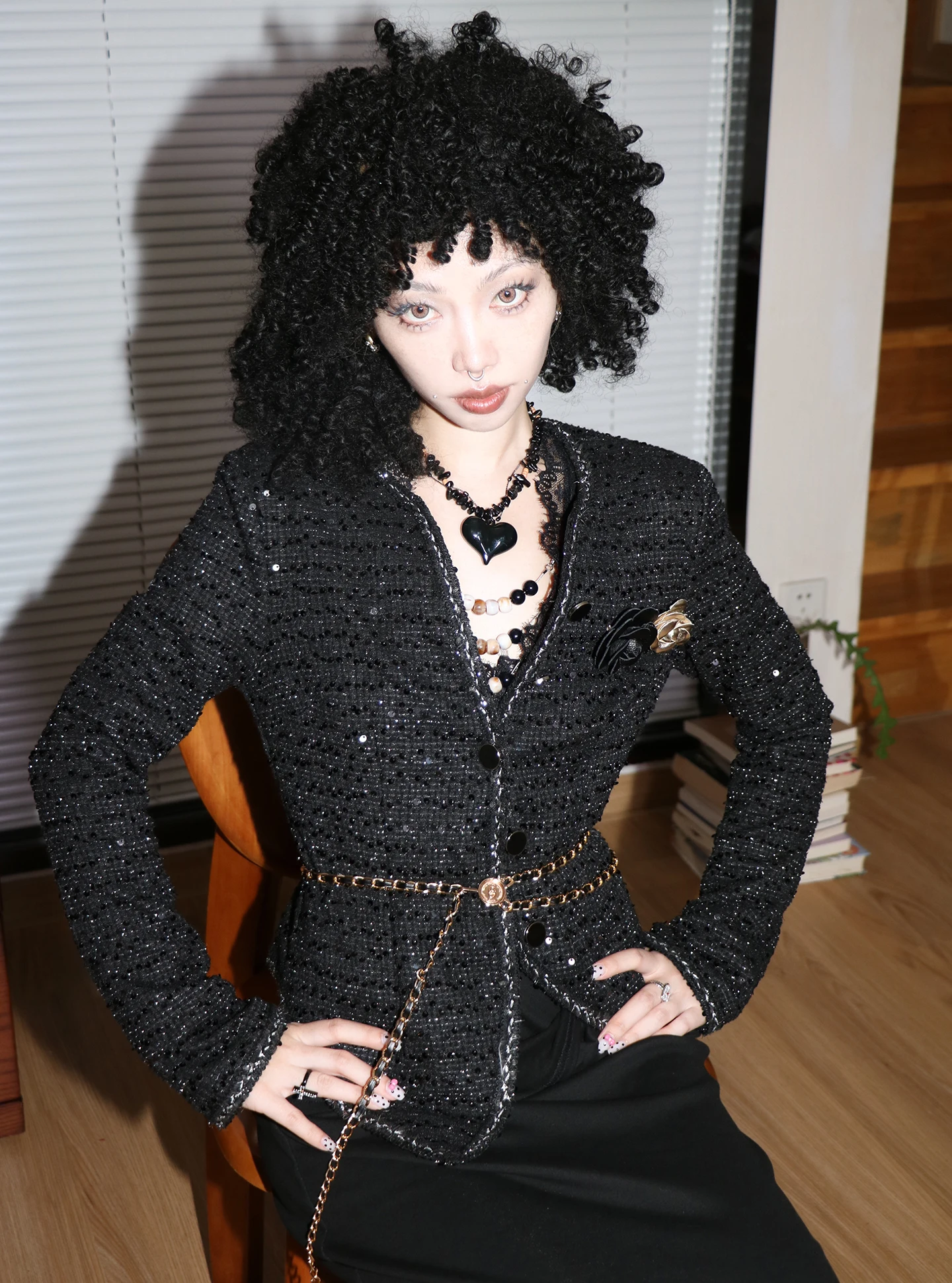 

Костюм Ele Bla Floral для офиса, женский, с декором на молнии, длинный рукав, осенне-зимний модный комплект