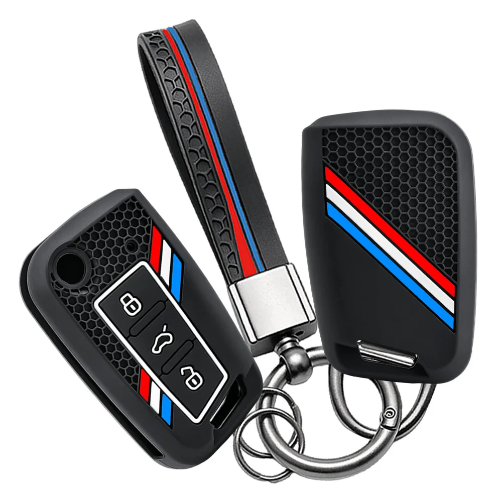 Protective Key Cover With Wrist Strap For Volkswagen Golf7 GTI POLO T-Cross T-Roc Touran Tiguan Jetta Caddy Beetle Soft Touch