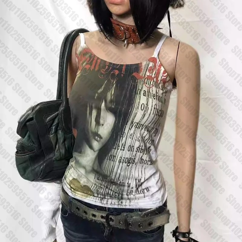 Trashy Y2k 2000s Tops Top Y2k Clothes Women Crop Tops With Suspenders Vintage Clothing Harajuku Tanks & Camis Emo Women's Corset