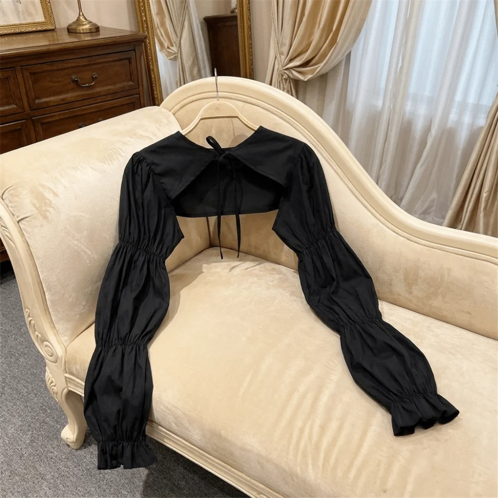 Sunproof Thin Sun Protection Coat Breathable All-match Shoulder Wrap with Lace Up Long Sleeve Shrug Shawl Vacation