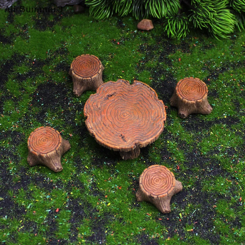 5 Miniature Tree Stump Garden Art Accessories Resin Decoration, Garden Landscape Accessories, Resin Creative Crafts