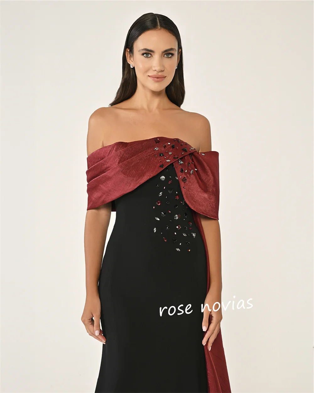 تخصيص جيرسي مطرزة الديكور خارج على الكتف البوق فساتين طويلة مناسبة مخصصة مساء رسمي رائع #3