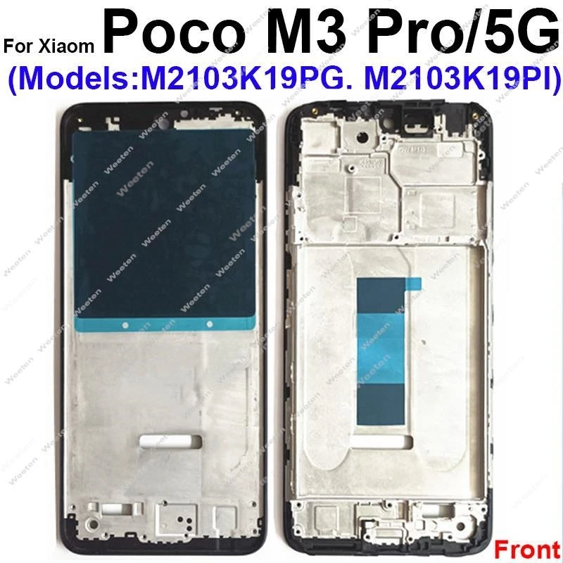 LCD Front Frame Housing For Xiaomi POCO X4 X5 M2 M3 M4 M5 M5s Pro X3GT X4GT 5G Front Bezel Plate Replacement Repair Parts