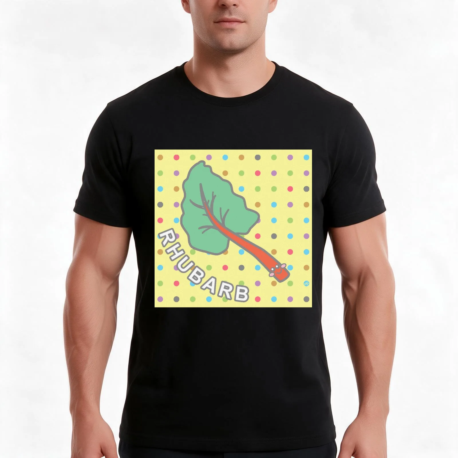 Rhubarb T-Shirt, Summer Casual Cotton Tee, Oversized Streetwear Tops, Vintage Graphic Print, Loose Fit Short Sleeve, 100% Cotton