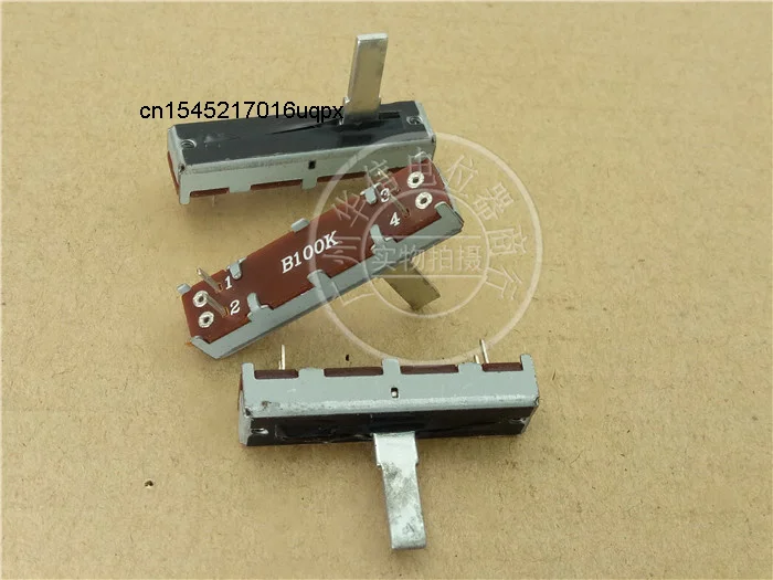 10pcs 35MM mixer sliding straight single-joint potentiometer W100K B100K SC2043N / Fader iron handle 10/15MM 20MM with midpoint