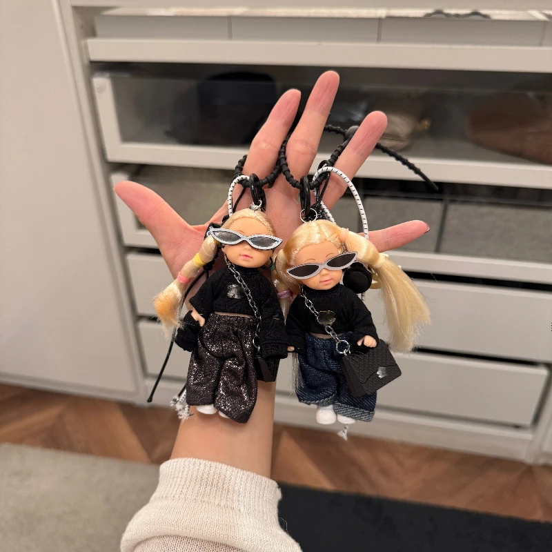 

Вязаная крючком кукла-брелок, милая вязаная сумка, подвеска для рюкзака, кошелька, стильный мультяшный брелок для ключей, аксессуары, подарок для девочек