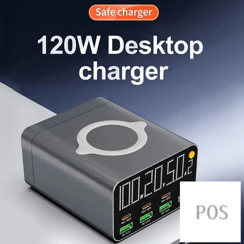 

WLX-M1 120W 8 Ports USB Charger Station With Wireless Charging QC3.0 PD3.0 Quick Charge For Iphone 14 13 Xiaomi-POS