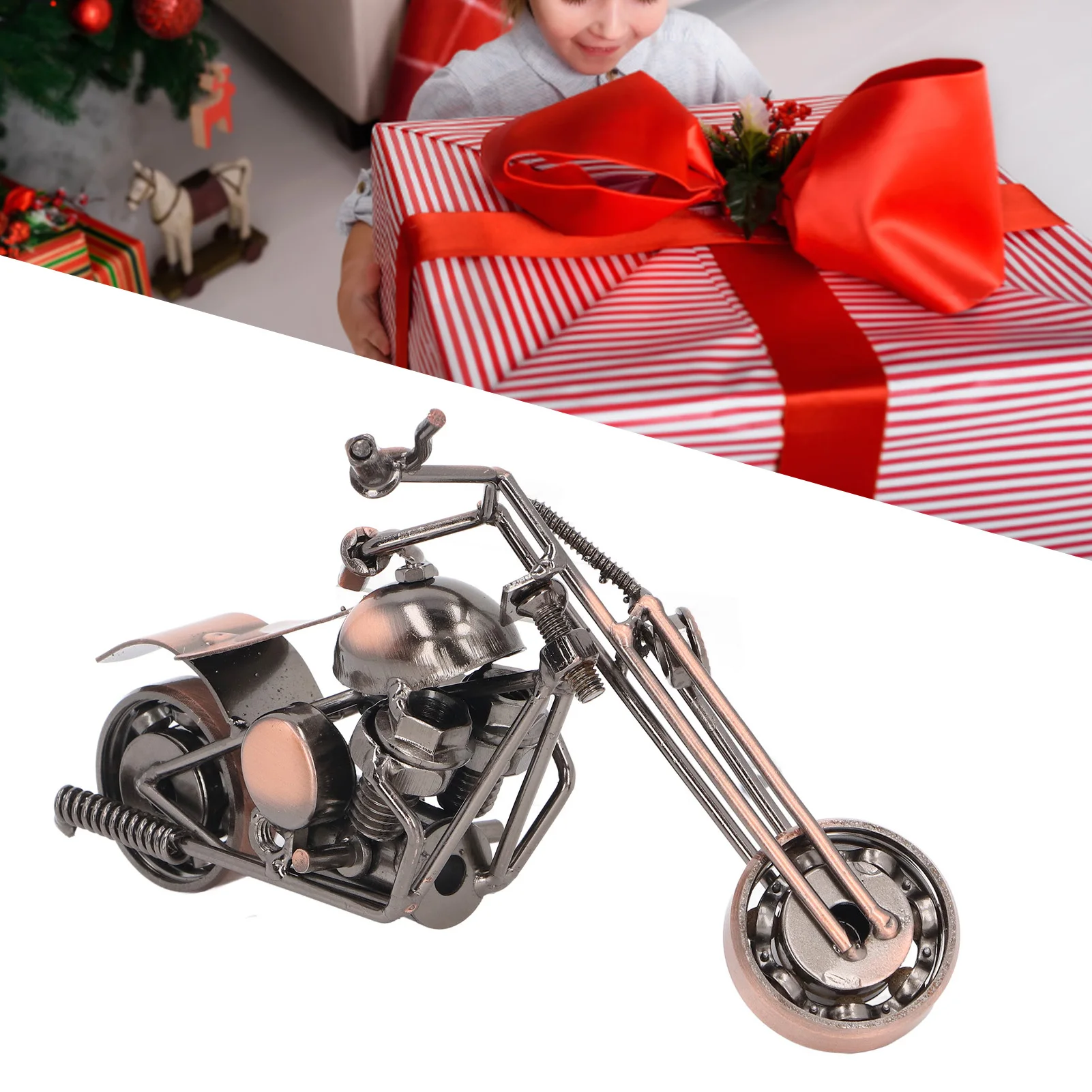 ZK30 Kids Vintage Motorcycle Model Vintage Iron Motorbike Iron Art Ornament Motorbike Motorcycle Toy for Home Decor Collection