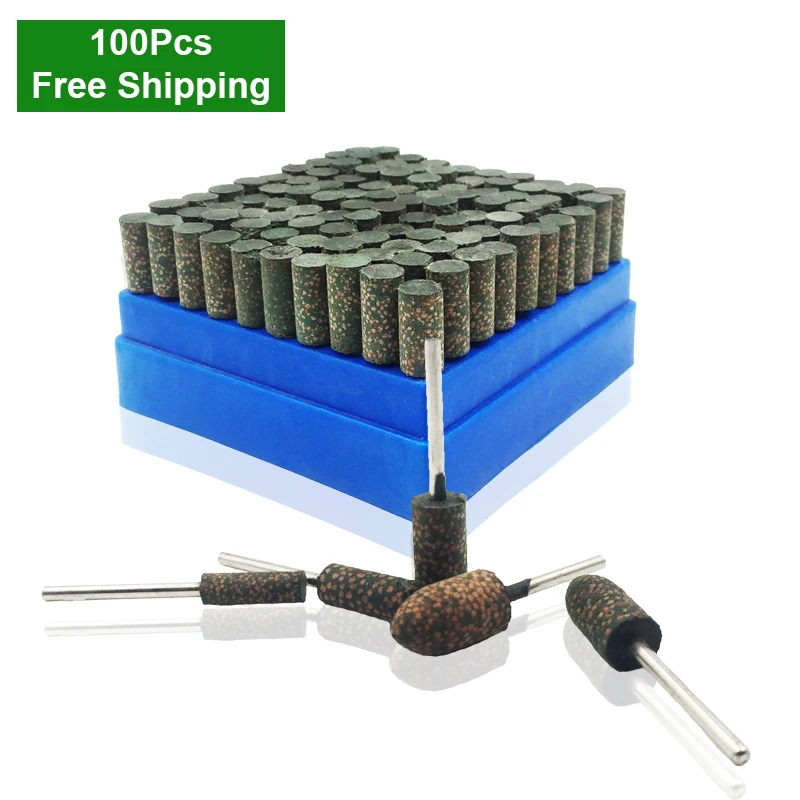 100pcs Abrasive Sesame Rubber Mounted Points, 3mm shaft, Grinding Polishing Buffing Wheel Burr Electric Grinder for Rotary Tools