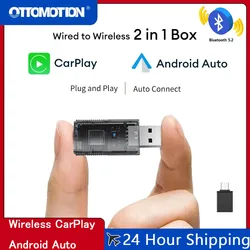 New Wireless Carplay Android Auto Wireless Adapter Smart Dongle 2in 1 5G Wifi&Bluetooth 5.2 For Wired CP AA Connect Plug&Play