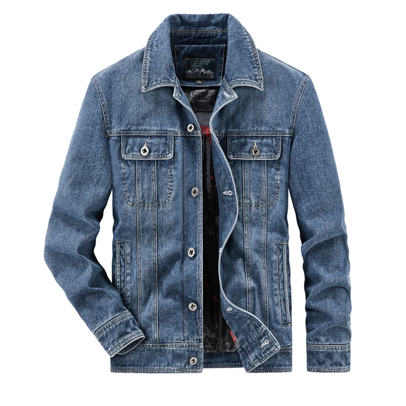 Frühling Neuer Stil Baumwolle Herren Jeansjacke mit Umlegekragen Lässige Männerkleidung Mode Einfache Oberbekleidung Hohe Qualität Vielseitig Kombinierbar