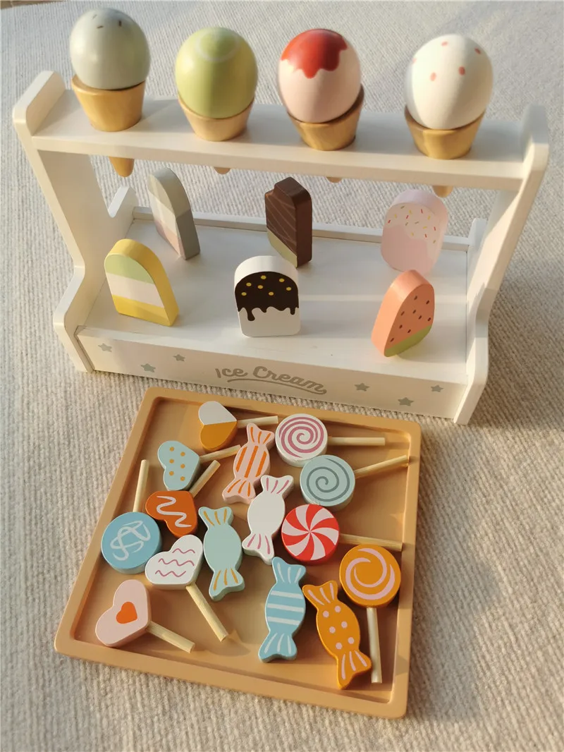 Houten Keuken Speelgoed Pretend Play Pastel Simulatie Ijs Zoete Cake Chocolade Snoep Voor Kinderen Verjaardagscadeau