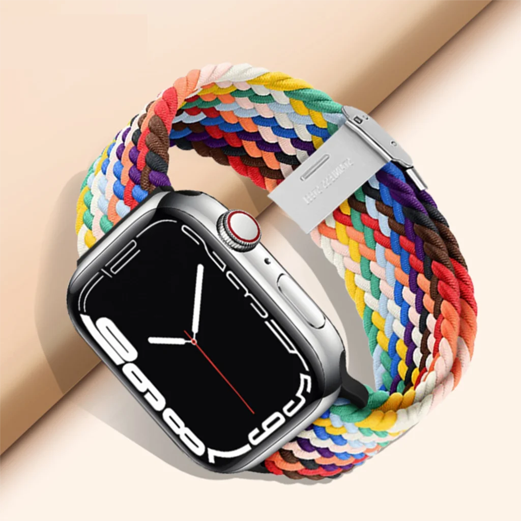 Braided Loop For Apple watch Strap 44mm 40mm 45mm 41mm 42mm 38mm 49mm Elastic Solo bracelet iWatch series 7 se 3 6 Ultra 8 Band