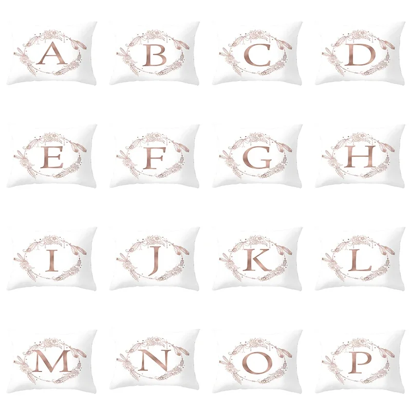 

Feather 26 Letters Pillow Case 30x50 for Sofa Throw Pillow Cover Polyester Waist Cushion Cover Home Decoration Funda Cojin