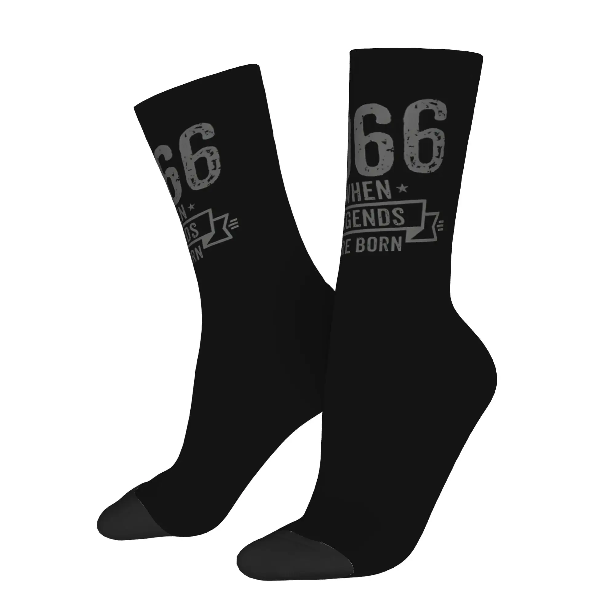 Funny Sock 60 Years 1966 When Legends Are Born Rock Seamless Pattern Printed Men Crew Socks Novelty Men's Socks