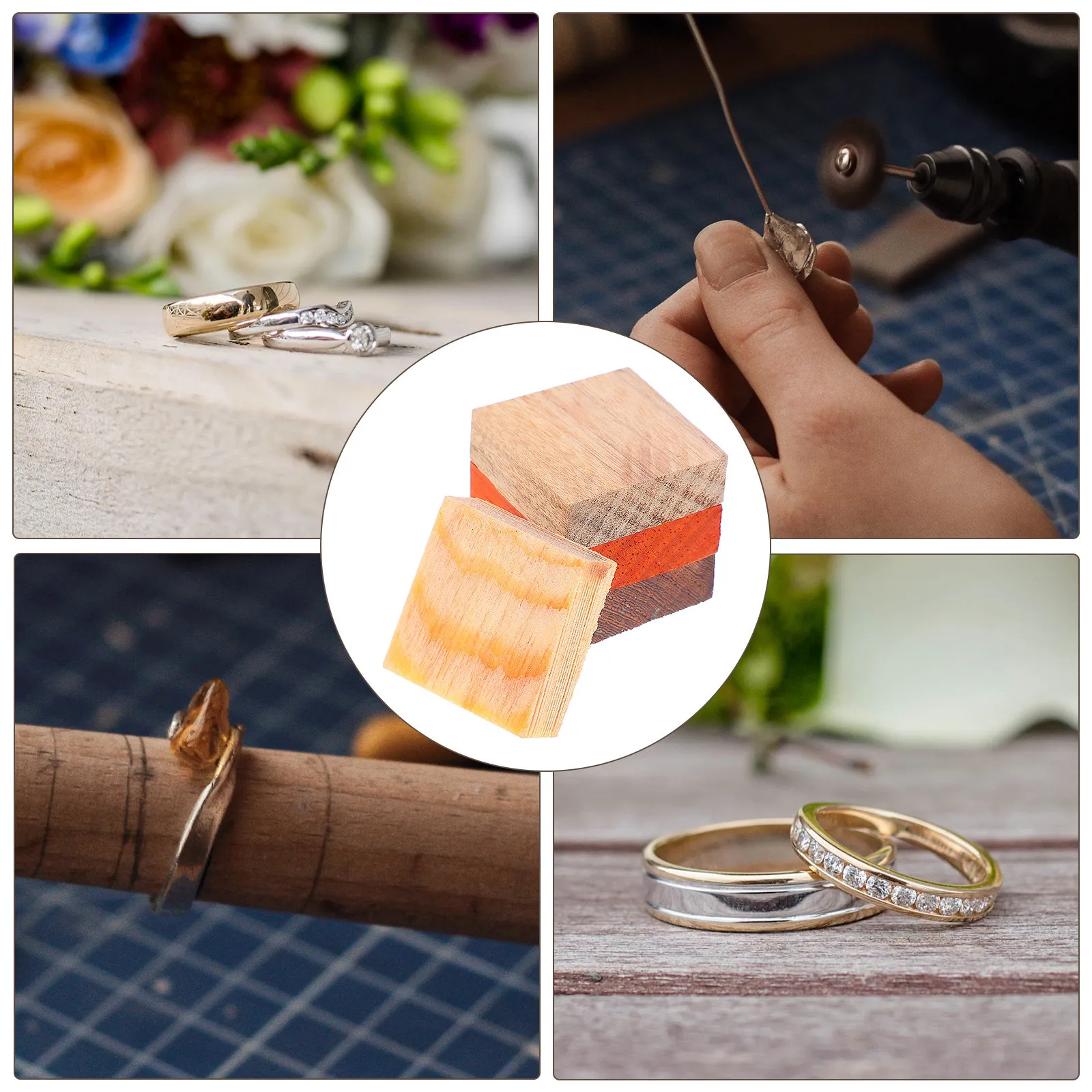 4Pcs Natural Handmade Wooden R - Wood Ring Blank ulasan dan harga
