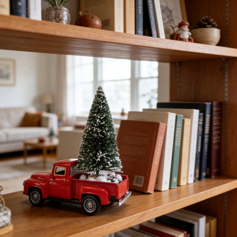 2026 Red Pickup Truck Christmas Tree Gift Holiday Decoration Indoor Outdoor Home Tabletop Desk Shelf Cabinet Snowman Display