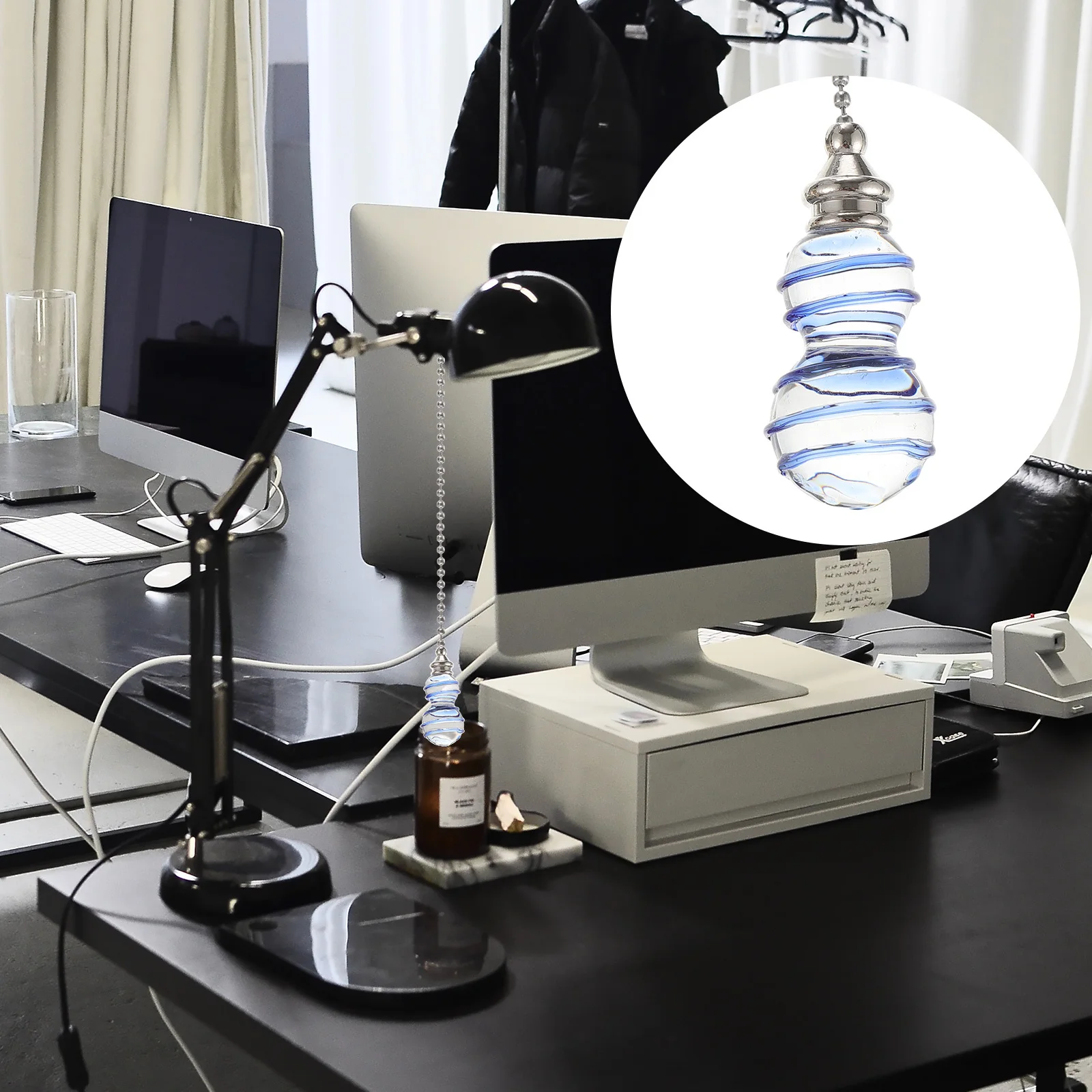 

2Pcs Crystal Fan Light Pull Chain Decorative Hanging Lamp Pendant Elegant Ceiling Fan Light Chain Home Decor Party Festival