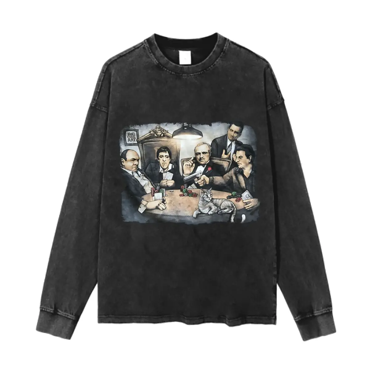 gangsters-jogando-poquer-com-gato-masculino-e-feminino-vintage-estilo-americano-gola-redonda-plus-size-ajuste-solto