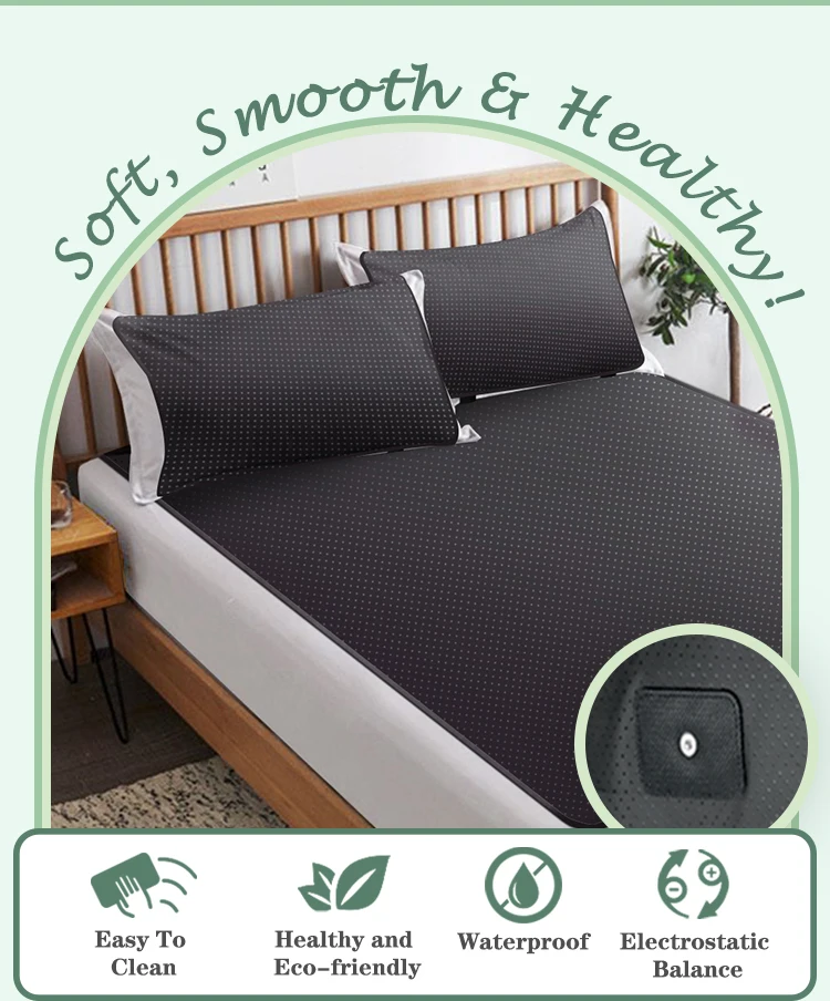 Earthing Conductive Leather Mattress Cover,EMF-Shielding,Tear-Resistant,Water-Repellent,Cozy Bed Mat.