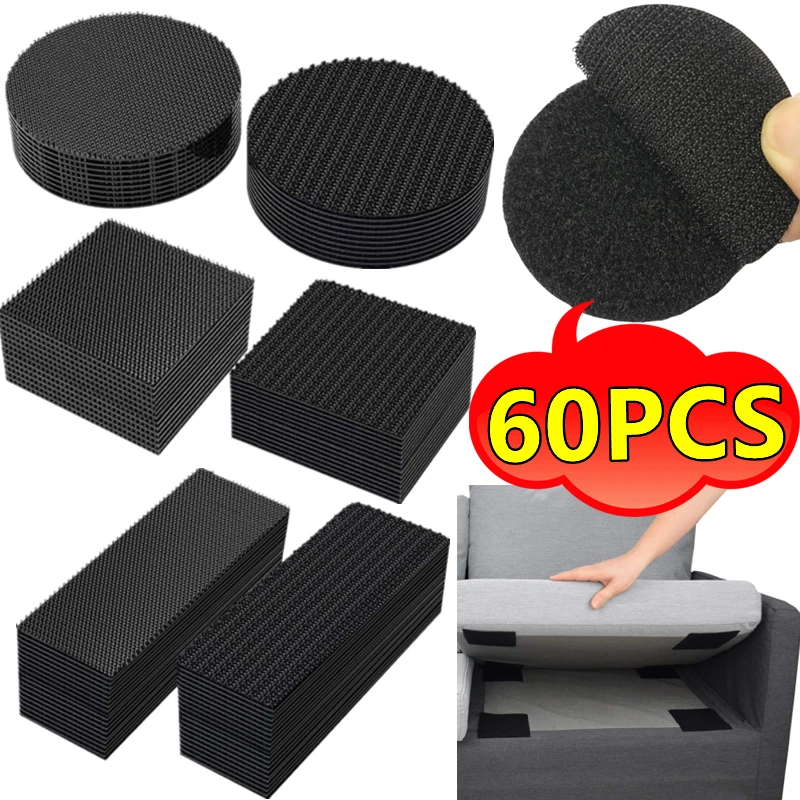 60-2PCS Double Faced Fixing Stickers Carpet Pad Dashboard Mat High Adhesive Fixed Patch Floor Mats Anti Skid Grip Tape Sticker