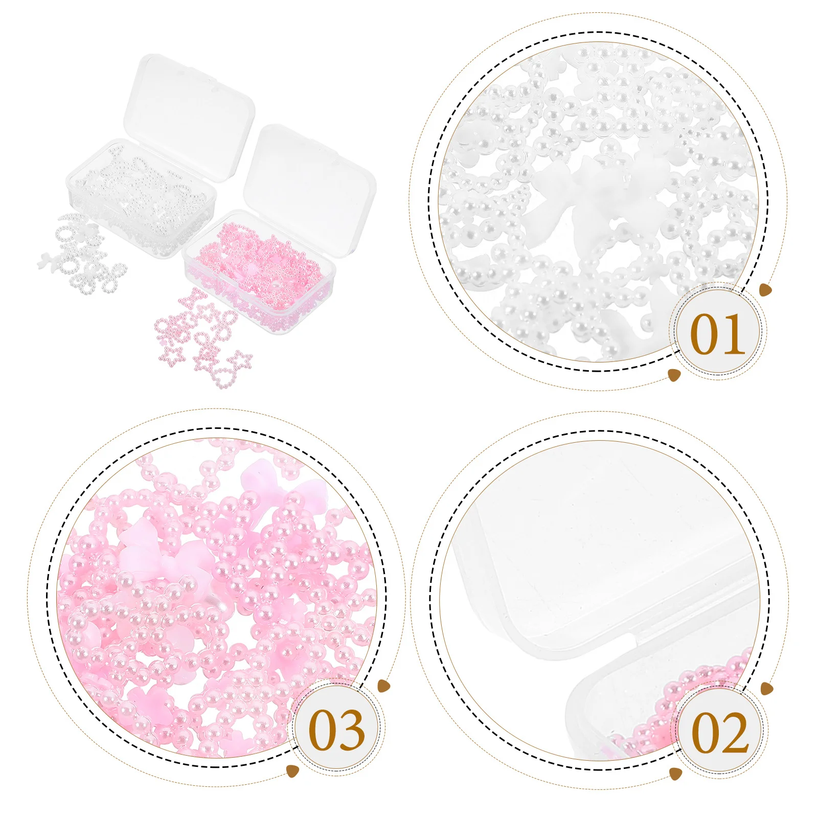 

2 Boxes French Style Pearl Nail Charms Strong Resistant Nail Art Decorations for Women Trendy Manicure Gems for Salon Home Use